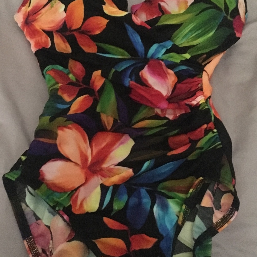 Bright floral one-piece swimsuit